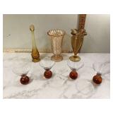 Various glass vases and martini glasses
