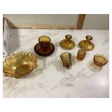 Glass bowl candle holders toothpick holder by Indiana Glass