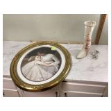 Vintage large oval gold frame with mother and child print paired with a Victorian