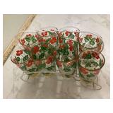 Vintage floral glasses in case