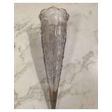 Antique car vase with clear glass beads and grape design