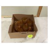 Set of 4 amber glass snack plates