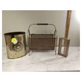 Vintage magazine rack ornate tissue box cover well-loved gold frame