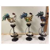3 METAL CHICKEN DECOR - HOME DECOR