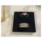 Pink stone ring - sterling size 5 Mothers ring - 