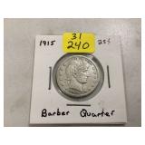 1915 BARBER QUARTER - COINS CURRENCY