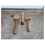 2 WOODEN MALLETS BRAS MALLET - TOOLS