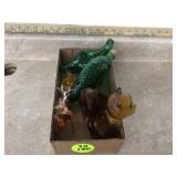 4 Avon bottles 2 plastic figurines