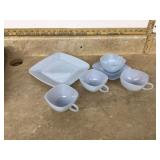 Vintage glassware set in vibrant blue color