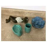 Frog figurines swan soap dish cup