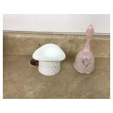 Fenton Glass hat vase satin pink bell signed