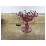 Pink thumbprint candy dish by Fenton Glass