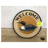 WELCOME WOOD SIGN RAISED DUCK