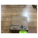 25 reloaded Winchester 12-gauge shells in plastic box