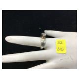 Silver ring with clear raised stone marked 925 35