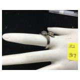 Silver ring with 2 pearl like stones 925 marked 2