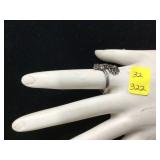 Silver ring with bee and flower design marked 925 2