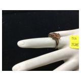 Silver ring with orange red stones marked 925 weighs 5