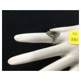 Silver ring with brown stone unmarked weighs 3 grams