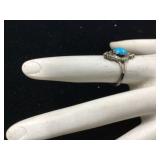 Silver ring with blue stone unmarked 20g