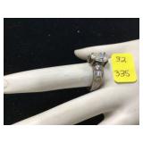 Silver ring with tear drop clear stone marked 925 5