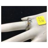 Sterling silver ring with clear stones 39 grams