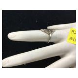 Silver ring with back stone weight 24 grams unmarked