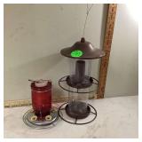 Glass hummingbird feeder with 2-tier bird feeder