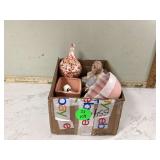 Antique duck figurines pink planter square planter and