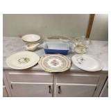 Old serving dishes and glassware