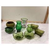 Antique green pottery collection McCoy planter