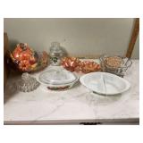 Vintage dishes glassware candle holders knives