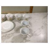 Meadow Corelle cups saucers creamer sugar