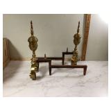 Elaborate brass fireplace tools