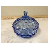 Classic blue candy dish with geometric pattern