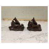Antique 1922 bronze German Shepard bookends one ear missing