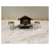 Swiss handcrafted music box with mini etched steins