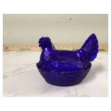 HEN ON NEST COBALT BLUE - COLLECTIBLES