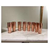 Set of 8 pilsner glasses with hammered copper and stainless steel lining