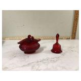 Vintage Viking Ruby Red Amberina Glass love birds cracked Fenton Ruby