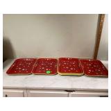 8 VINTAGE FLORAL TIN TRAYS - GLASS