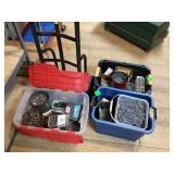 Three totes of nails and screws