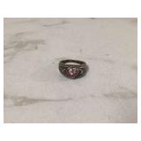 Sterling silver ring with purple heart stone