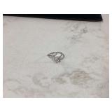 Sterling silver ring with clear stone and butterfly accents