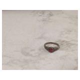 Sterling silver ring pink heart stone