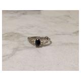 Sterling silver ring with black stone