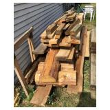 Various sizes of raw-cut lumber