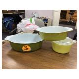Colorful Pyrex casserole dishes