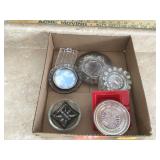 OLD LOT OF ASH TRAYS - GLASS