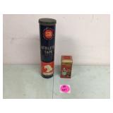Old athletic tape tin & hot cocoa tin